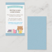 くまのぬいぐるみ男の子絵本 ベビーシャワー絵本リクエスト エンクロージャーカード (正面/裏面)