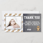 くまのぬいぐるみ誕生日感謝写真カード子供 サンキューカード (正面)