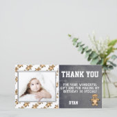 くまのぬいぐるみ誕生日感謝写真カード子供 サンキューカード (スタンド正面)