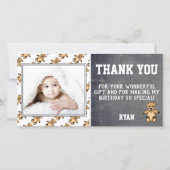 くまのぬいぐるみ誕生日感謝写真カード 子供 サンキューカード (正面)