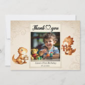 くまのぬいぐるみ風船 子供 フォト 誕生日 サンキューカード (正面)