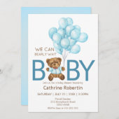 くまのぬいぐるみ風船 赤ちゃん歓迎パーティー招待状 招待状 (正面/裏面)