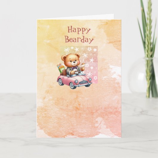 くまのぬいぐるみ お誕生日おめでとう グリーティングカード サンキューカード (正面)