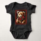 くまのぬいぐるみ かわいい クリスマス カラーセレクト ベビーボディスーツ (正面)