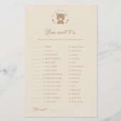 くまのぬいぐるみ　どれほど甘いのか　ベイビーシャワーゲーム (正面)