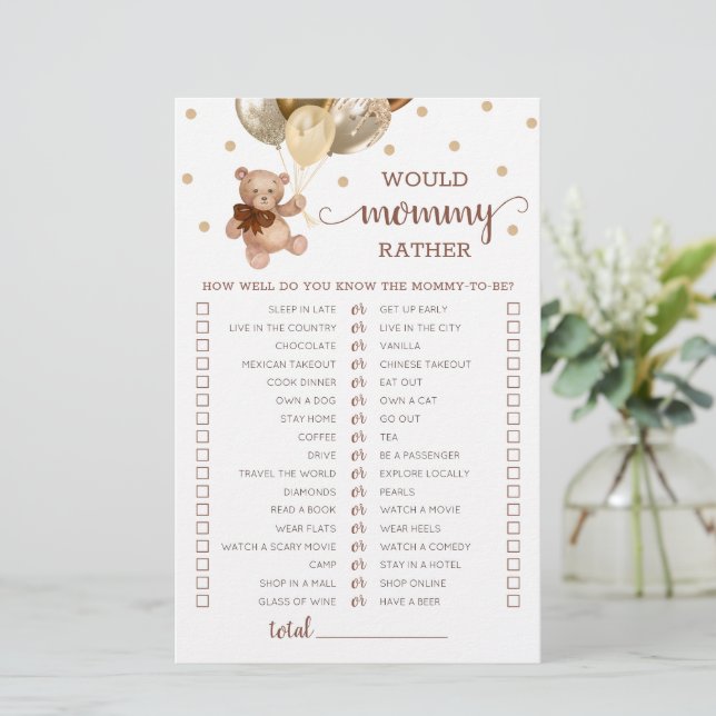 くまのぬいぐるみ ウッドママ むしろベイビーシャワー (スタンド正面)