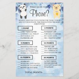 くまのぬいぐるみ スマホには何が入ってる？シャワーのゲームカード チラシ