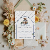 くまのぬいぐるみ ダスティーブルー ベリー スウィート ベイビー シャワー 招待状