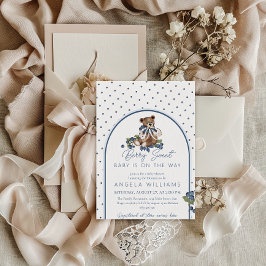 くまのぬいぐるみ ダスティーブルー ベリー スウィート ベイビー シャワー 招待状