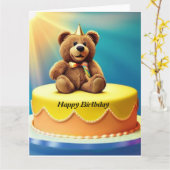 くまのぬいぐるみ  ハッピーバースデー  カード (黄色い花)