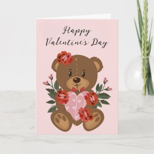 くまのぬいぐるみ バレンタインデーのグリーティングカード シーズンカード (正面)