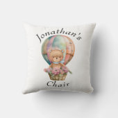 くまのぬいぐるみ ブルー 気球 ベビーシャワー    ありがとう クッション (裏面)