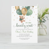 くまのぬいぐるみ ベアリーウェイト ベイビー バースデー 招待状 (スタンド正面)