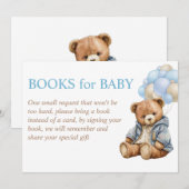 くまのぬいぐるみ ベビーシャワー 待ちきれない 本のリクエスト 招待状 (正面/裏面)