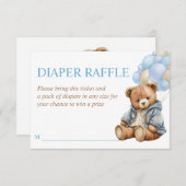 くまのぬいぐるみ ベビーシャワー 待ち遠しい おむつくじ 招待状 (正面/裏面)