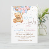 くまのぬいぐるみ ベビーシャワー 風船 くまのぬいぐるみ 招待状 (スタンド正面)