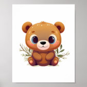 くまのぬいぐるみ 可愛い 白 ファンシー 森の動物 🧸 ポスター (正面)