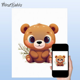 くまのぬいぐるみ 可愛い 白 ファンシー 森の動物 🧸 ポスター