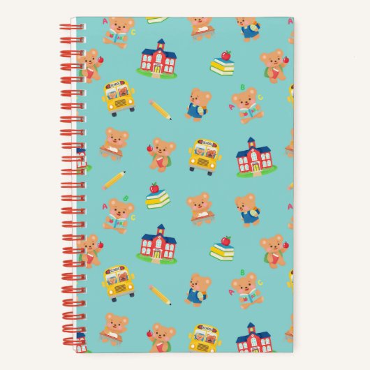 くまのぬいぐるみ 学校準備 ブルー ノートブック (正面)