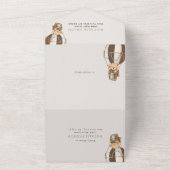 くまのぬいぐるみ、茶色の熱気球、初めての誕生日 オールインワン招待状 (外側)