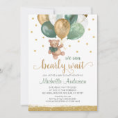 くまのぬいぐるみ 赤ちゃんがもうすぐ生まれるお祝い テディベア 招待状 (正面)