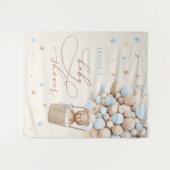 くまのぬいぐるみ 青い風船 ベアリーウェイト ベビーシャワー タペストリー (正面(横))