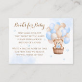 くまのぬいぐるみ 青い風船 男の子 ベビーシャワー エンクロージャーカード (正面)