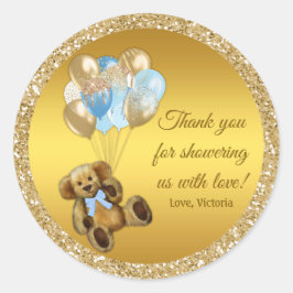 くまのぬいぐるみ 風船 赤ちゃん歓迎ステッカー ラウンドシール