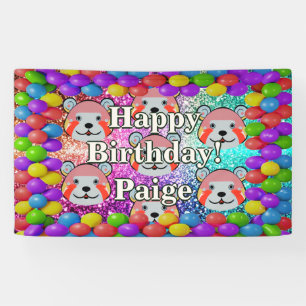 くまのカスタマイズされたキャラクター誕生日バナー 横断幕