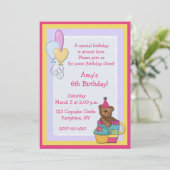 くまのカップケーキの誕生会 招待状 (スタンド正面)