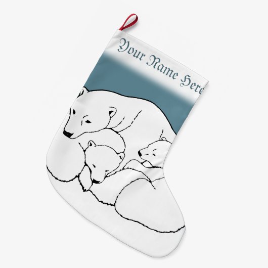 くまのクリスマスのストッキングのカスタムな白くまのストッキング ラージクリスマスストッキング (正面 (吊り時))