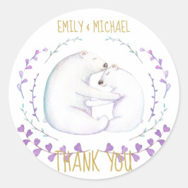 くまのクリスマス水彩感謝祭カップル ラウンドシール