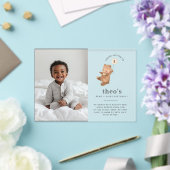 くまのクリーム風船 写真 1歳 誕生日 招待状 (インサイチュ (ウェディング))