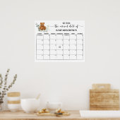 くまのグリーンのベイビーシャワーの到着予想日カレンダー ポスター (キッチン)