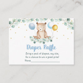 くまのグリーンゴールドブルーベイビーシャワーディーパーレッフル エンクロージャーカード
