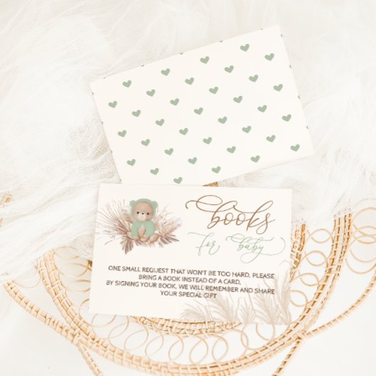 くまのグリーンヘッドホーン 赤ちゃんのお披露目 本のリクエスト エンクロージャーカード