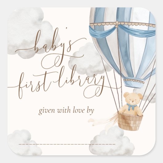 くまのテディベア ファースト ライブラリー ブックプレート スクエアシール (正面)