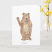 くまのデザインの挨拶状、中ブランク、 カード (黄色い花)