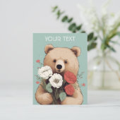 くまのハグと花:あらゆるシーンにぴったりのカード ポストカード (スタンド正面)