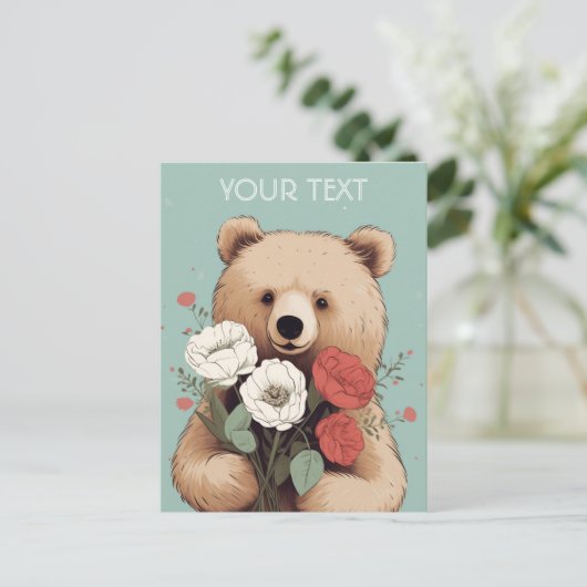 くまのハグと花：あらゆるシーンにぴったりのカード ポストカード (スタンド正面)