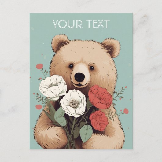 くまのハグと花：あらゆるシーンにぴったりのカード ポストカード (正面)