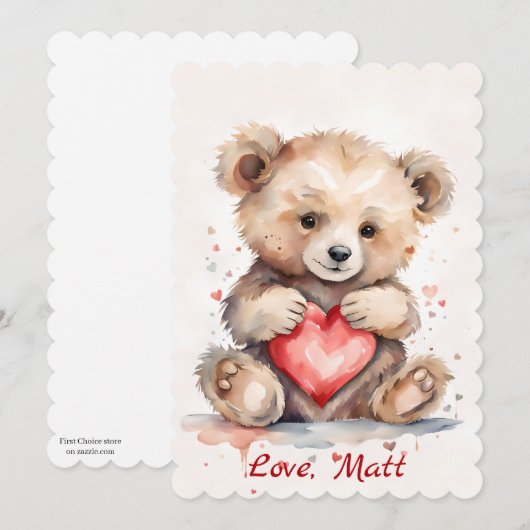 くまのバレンタインカード（オリジナルメッセージ付き） シーズンカード (正面/裏面)