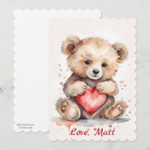 くまのバレンタインカード（オリジナルメッセージ付き）