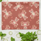 くまのパッチワークパターン キッチンタオル (折り畳み)