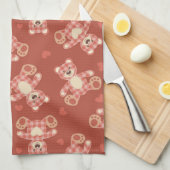 くまのパッチワークパターン キッチンタオル (四つ折り)