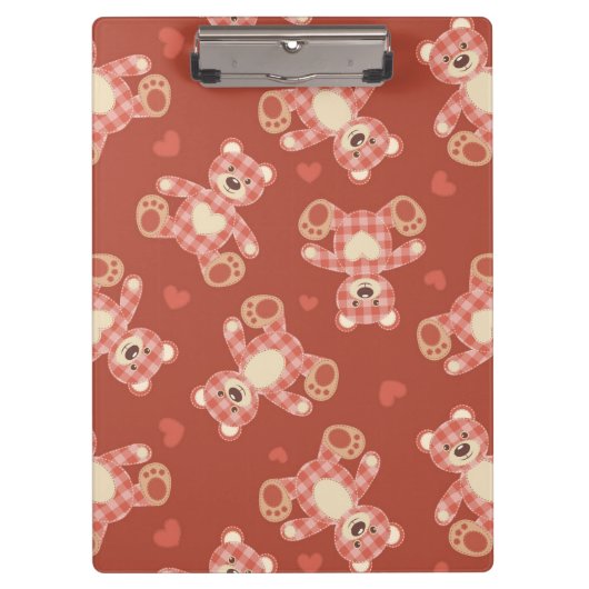 くまのパッチワークパターン クリップボード (正面)