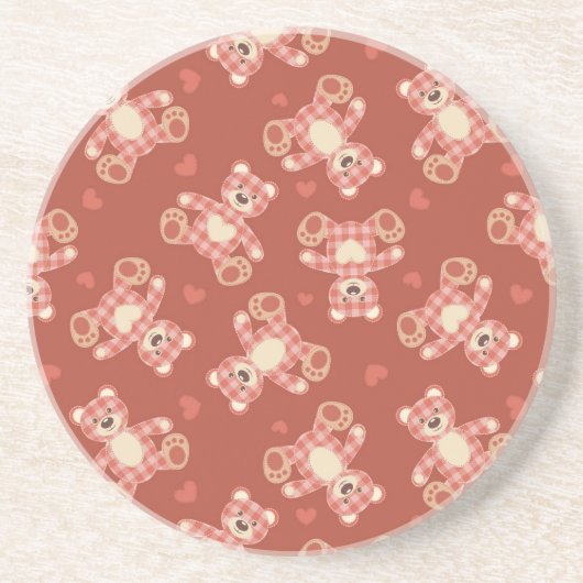 くまのパッチワークパターン コースター (正面)