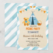 くまのピクニック男子パーティー 招待状 (正面/裏面)