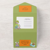 くまのピクニック誕生日パーティー オールインワン招待状 (外側)