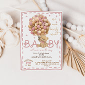 くまのピンクのベビーシャワー 招待状